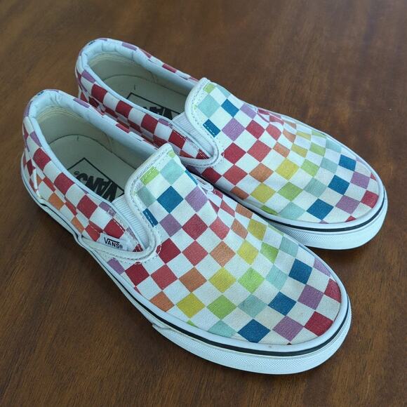 Kids Classic Slip-On Checkerboard Shoe rainbow M6 W7.5 - Picture 3 of 7